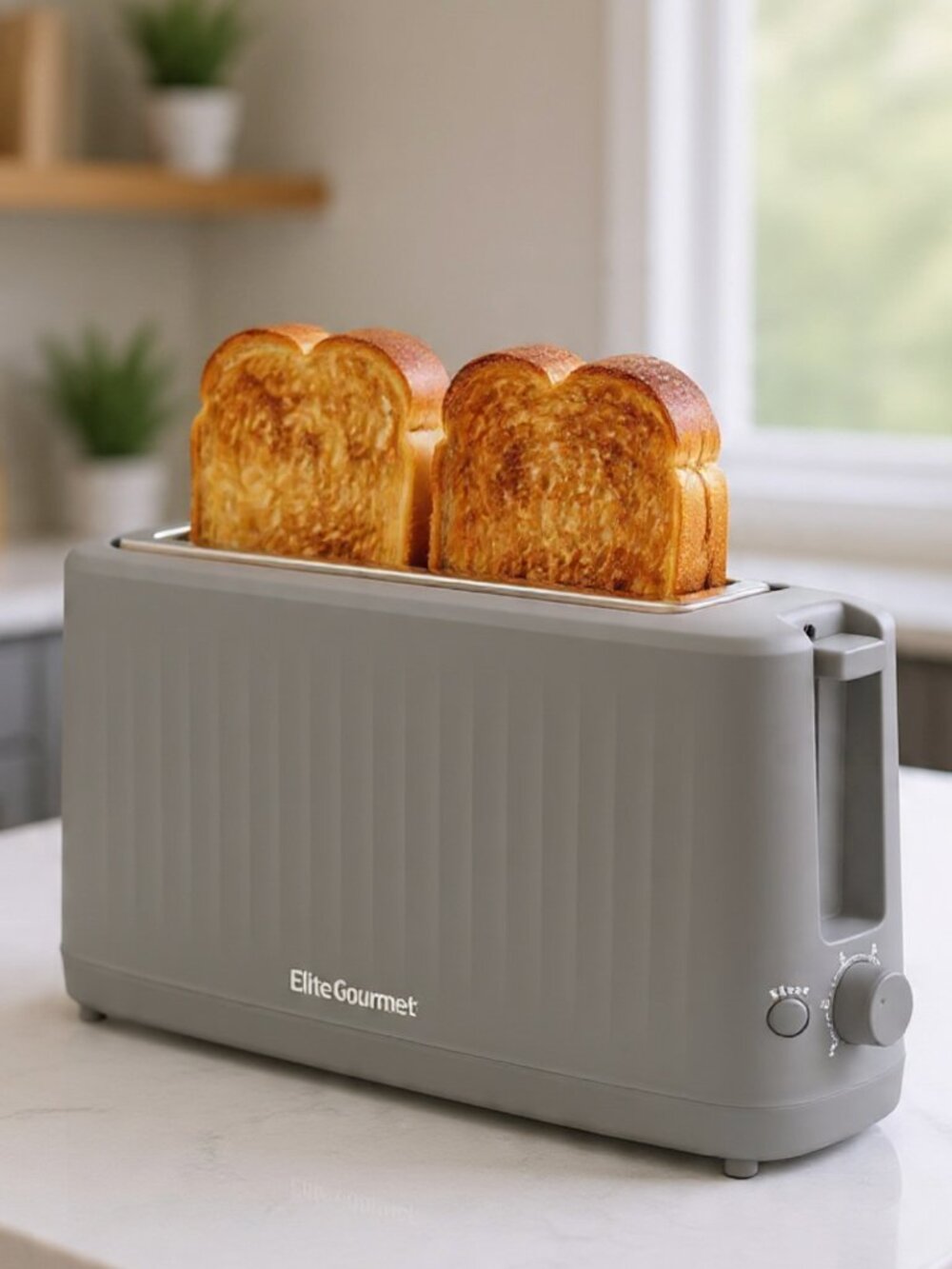 Gourmet 2 Slice Long Slot Toaster Extra Wide for Bread - Grey